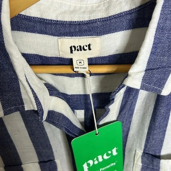 PACT Organic Cotton Blue Stripe Print shorts Romper size Medium NWT - Picture 5 of 11